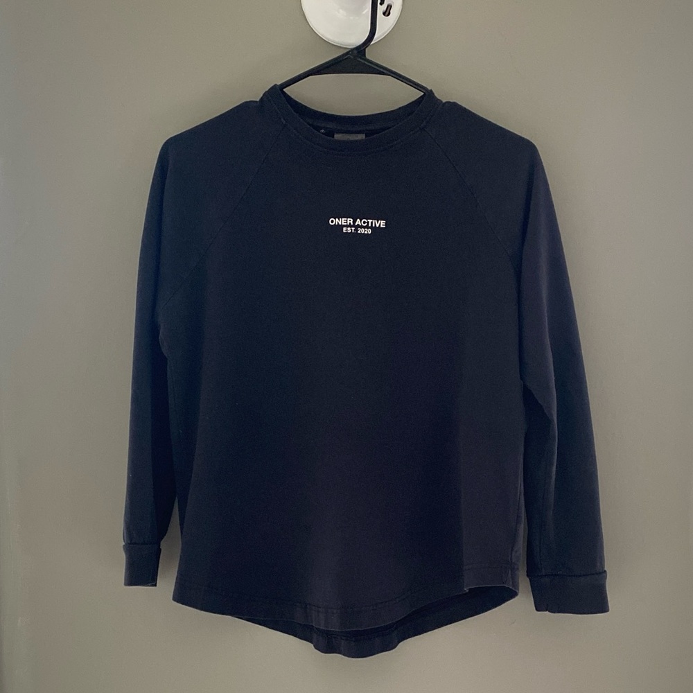 Oner Active long sleeve workout/lounge shirt in washed black. Size XS/S.